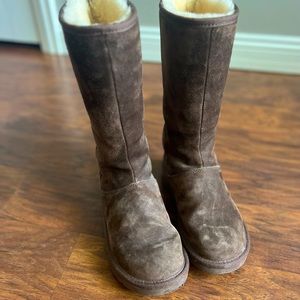 UGG tall boot with zipper up the back.